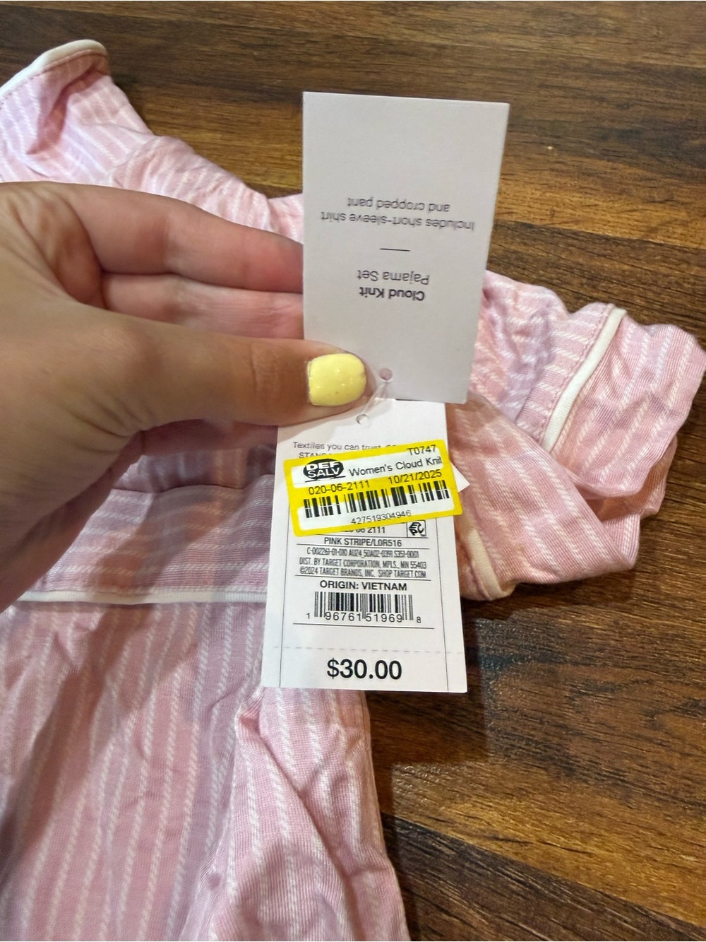 Pink Striped Women's Lounge Pajama Set - Short Sleeve Button-Up XS - Picture 6 of 6